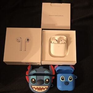 Apple AirPods with Blue Cartoon Case